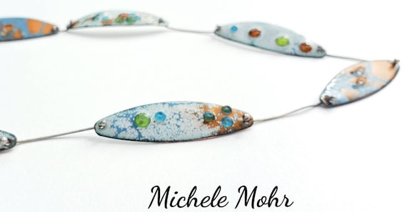 SALE - Changing Seasons Vitreous Enamel and Sterling Silver 21" Necklace