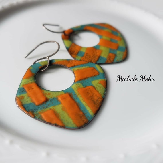 Be Bold Vitreous Enamel 2-sided and Soldered Sterling Silver Ear Wires