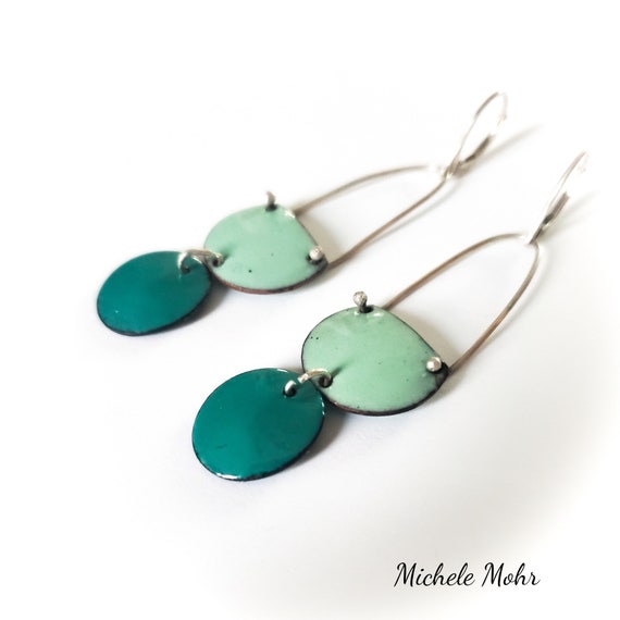 Sail the Ocean Blue Enamel Earrings with .925 Sterling Silver Lever Back Ear Wires