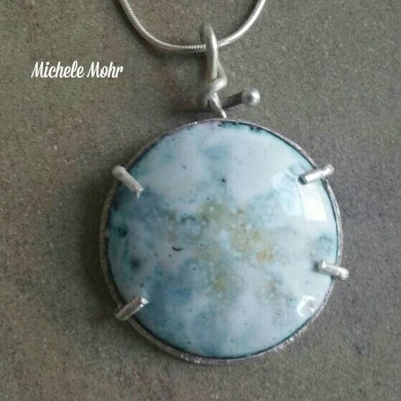 Natural Beauty Abstract Enamel Pendant - copper and sterling silver 18" necklace