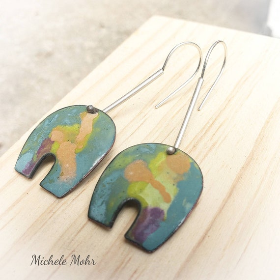 Daydreaming Vitreous Enamel and Sterling Silver Earrings