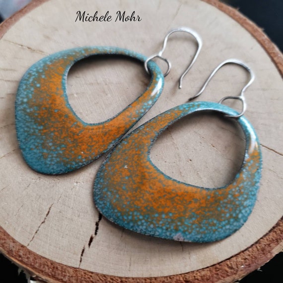 Summer at the Ocean Bold Enamel and Sterling Silver Earrings