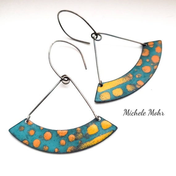 Shooting Star Vitreous Enamel and Sterling Silver Earrings