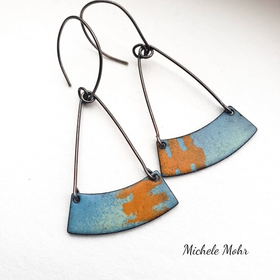 Blue Skies Vitreous Enamel and Sterling Silver Earrings