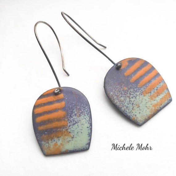 Hazy Lazy Days of Summer Vitreous Enamel and Sterling Silver Earrings
