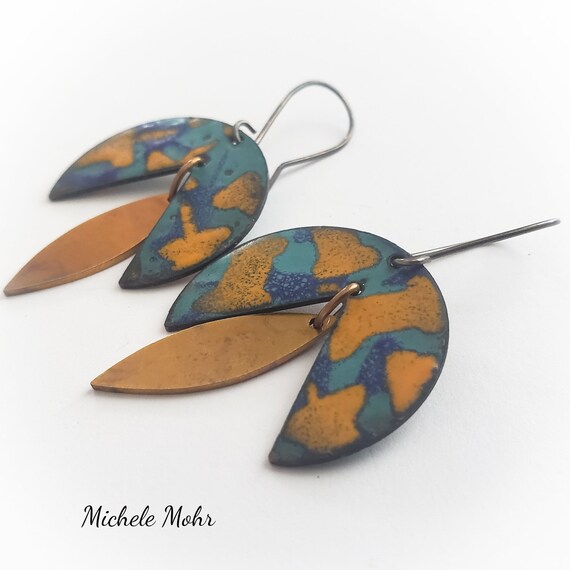 Stick a Pin in It Vitreous Enamel Earrings with Niobium Ear Wires