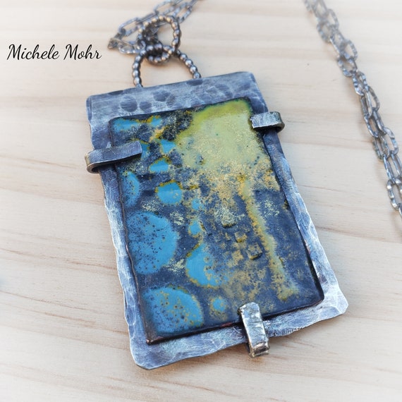 Into the Forest Vitreous Enamel and Sterling Silver Pendant on 24" Sterling Silver Chain