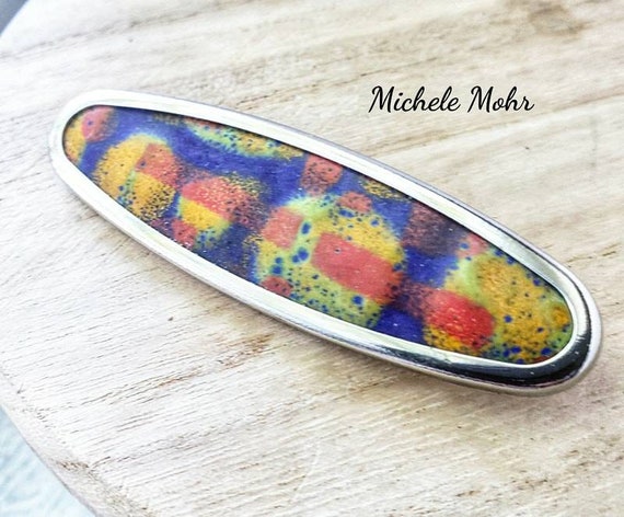 Abstract Vitreous Enamel Brooch Wearable Art