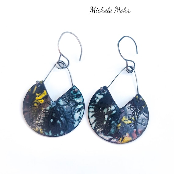 Get Your Grove On Vitreous Enamel Pendulum Earrings with Sterling Silver Ear Wires