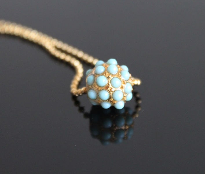 Bubbles mint gold bead necklace bridesmaids gifts simple Etsy