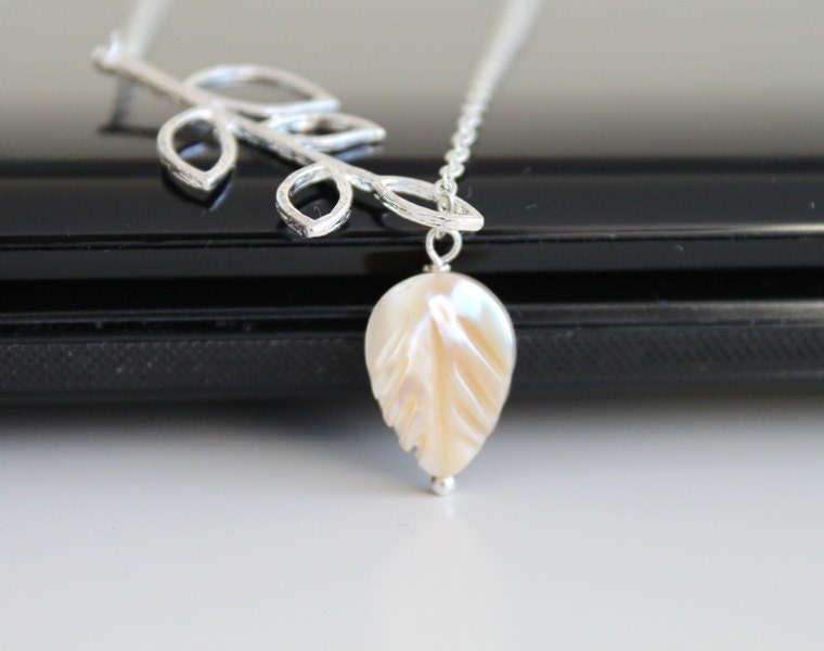 Mother of Pearl Fallen Leaf Necklace 