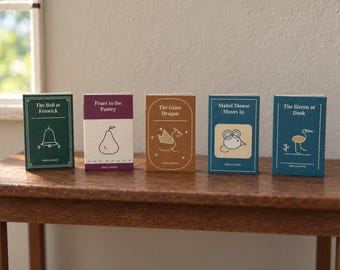 50 portadas de biblioteca en miniatura, colección de libros de cuentos ilustrados, fantasía y cocina rústica, PDF a escala 1:12