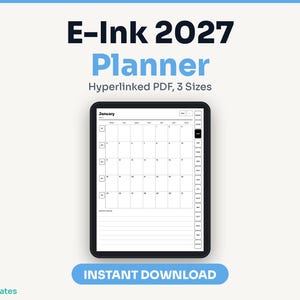 2027 Supernote Planner, Hyperlinked PDF for Supernote A5X, A6X, Nomad and Manta, Every Size Included, Notebook Pages, Monday or Sunday Start