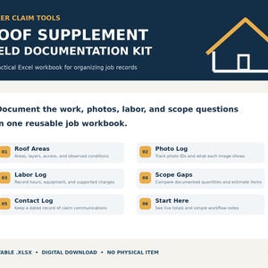 Dokumentationspaket für Dachdeckungszusätze | Fotoprotokoll und Arbeitszeiterfassungstabelle für Dachdeckungsansprüche