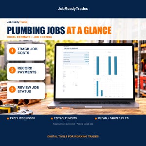 Plumbing Estimate and Job Costing Spreadsheet | Excel Quote Template and Profit Tracker