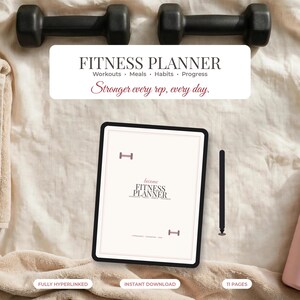 Digital Fitness Planner, Workout Planner iPad GoodNotes, Weight Loss Journal, Meal Planner, Habit Tracker, Hyperlinked Undated Gym Exercise