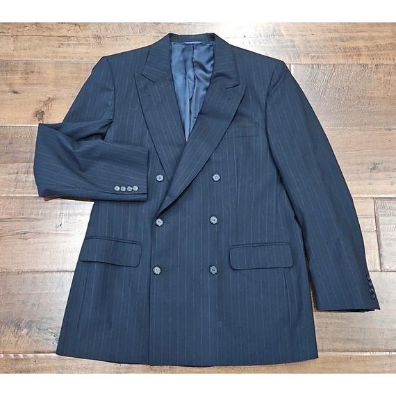 Gieves & Hawkes, Vtg Gieves & Hawkes Savile Row Doublebreasted Wool Navy Stripe Blazer Mens 44L