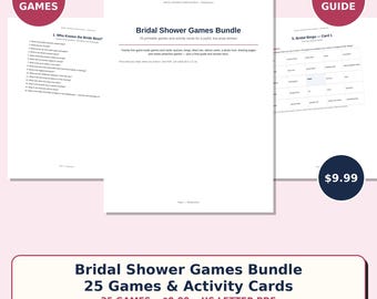 Spielepaket für den Junggesellinnenabschied | 25 Spiele & Karten zum Ausdrucken | Bingo, Mad Libs, Ratgeberkarten (PDF)