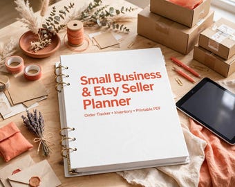 Planer für Kleinunternehmen & Etsy-Verkäufer (druckbar) | Bestellübersicht, Inventarverwaltung, Einnahmen- und Ausgabenprotokoll, Preiskalkulation, Content-Planung | PDF