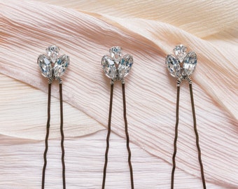 Ada Hair Pin - bridal hair pin, bridal headpiece, crystal hair pin, vintage hair pin, wedding headpiece, silver/rose/gold hair pin