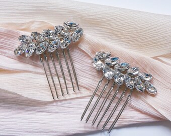 Ash Leaf Duo Hair Comb, bridal hair comb, bridal headpiece, crystal hair comb, vintage hair comb, silver/gold/rose gold hair comb