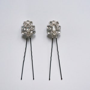 Edith Duo Hair Pin Set Crystal Hair Pin, Bridal Hair Pin, Bridal Headpiece, Vintage Hair Pin, Bridesmaid Hair Pin image 2