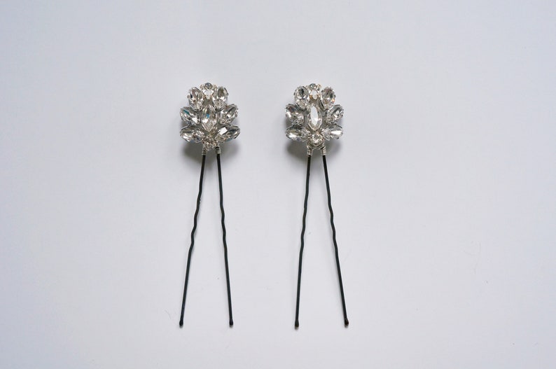 Edith Duo Hair Pin Set Crystal Hair Pin, Bridal Hair Pin, Bridal Headpiece, Vintage Hair Pin, Bridesmaid Hair Pin image 2