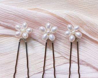 Blossom Flower Hair Pins, Bridal Hair Pins, Bridal Hairpiece, Bridal Headpiece, Floral Hairpiece, Pearl Hair Pin, Silver, Gold, Rose Gold