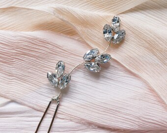 Ivy Single Stem Hair Pin -bridal hair pin, bridal headpiece, crystal hair pin, bridesmaid hair pin, silver/gold/rose gold hair pin.
