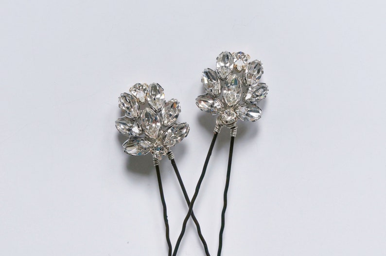 Edith Duo Hair Pin Set Crystal Hair Pin, Bridal Hair Pin, Bridal Headpiece, Vintage Hair Pin, Bridesmaid Hair Pin image 6