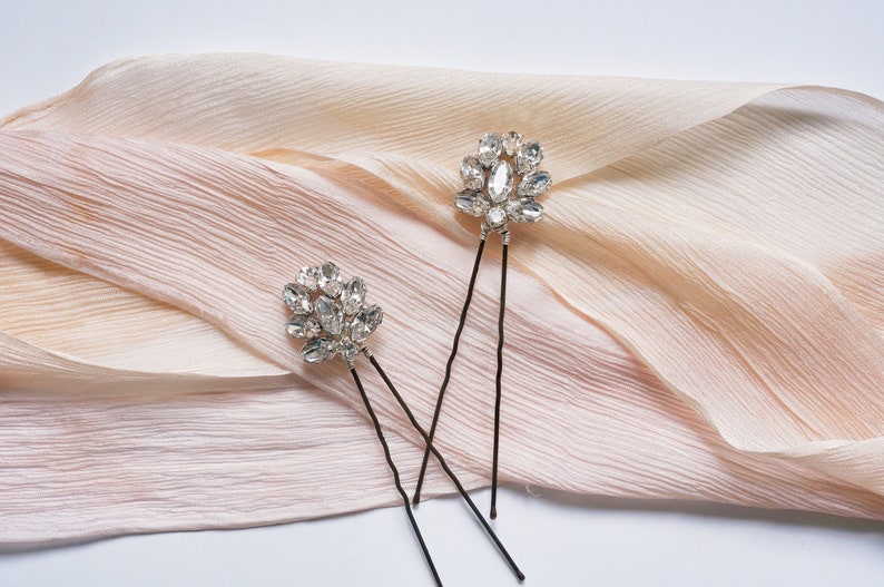 Edith Duo Hair Pin Set Crystal Hair Pin, Bridal Hair Pin, Bridal Headpiece, Vintage Hair Pin, Bridesmaid Hair Pin image 7