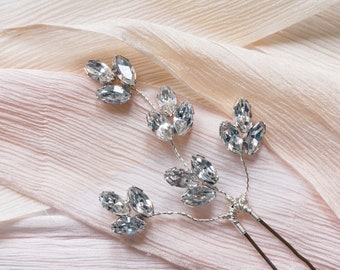 Ivy Triple Stem Hair Pin -bridal hair pin, bridal headpiece, crystal hair pin, bridesmaid hair pin, silver/gold/rose gold hair pin.