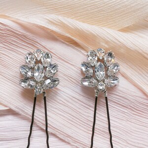 Edith Duo Hair Pin Set Crystal Hair Pin, Bridal Hair Pin, Bridal Headpiece, Vintage Hair Pin, Bridesmaid Hair Pin image 5