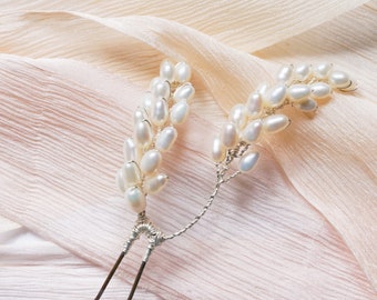 Meadow Hair Pin, Bridal Hair Pin, Bridal Hairpiece, Bridal Headpiece, Floral Hairpiece, Pearl Hair Pin, Silver, Gold, Rose Gold