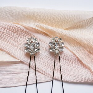 Edith Duo Hair Pin Set Crystal Hair Pin, Bridal Hair Pin, Bridal Headpiece, Vintage Hair Pin, Bridesmaid Hair Pin image 9