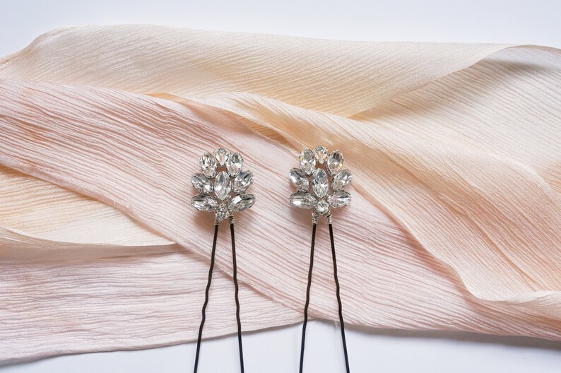 Edith Duo Hair Pin Set Crystal Hair Pin, Bridal Hair Pin, Bridal Headpiece, Vintage Hair Pin, Bridesmaid Hair Pin image 9