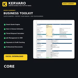 House Clearance Quote Calculator & Business Tracker | UK Excel Spreadsheet