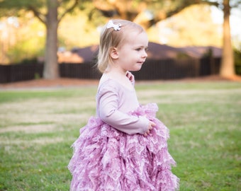 Purple Mauve Light Ruffle Lace Dress Baby Girls Infant Toddler Dress - Spring Summer Dress Girl - 6 Months to 8 Years - Made to Order
