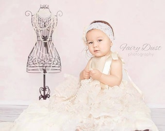 Lace Christening Gown Baptism Flower Girl Dress Vintage