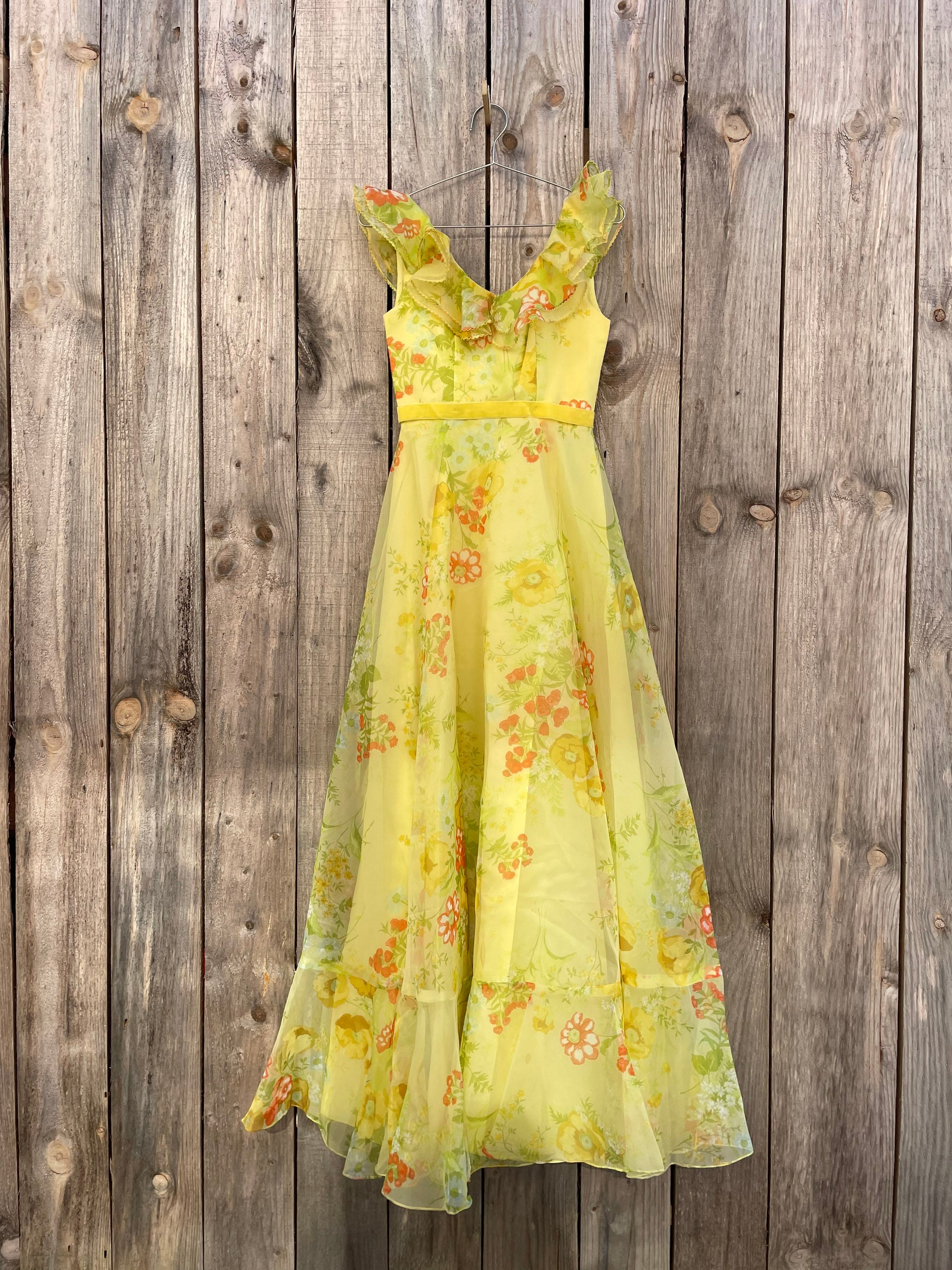 Plus size yellow floral dress store