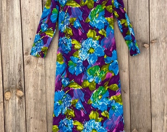 VINTAGE 1960’s floral print maxi dress, women’s size L-XL