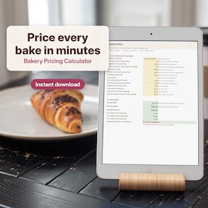 Calculadora de precios para panadería (hoja de cálculo), hoja de precios para pasteles y galletas, plantilla de costos para recetas de panadería casera, hojas de cálculo de Excel y Google Sheets.