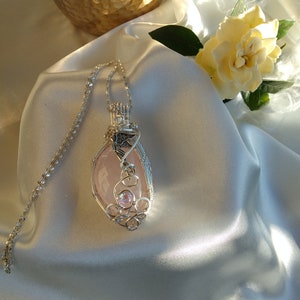 Seraphina Archangel Rose Quartz Gemstone Pendant