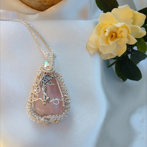 Angel of Wisdom Rose Quartz Gemstone Pendant