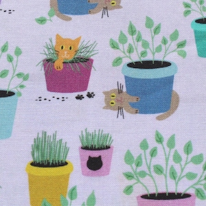 Kittens in Flower Pots Cotton Quilting Fabric - Ink & Arrow