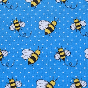 Honeybee Blue Cotton Fabric with Tiny White Polka Dots by the Half Yard BTHY