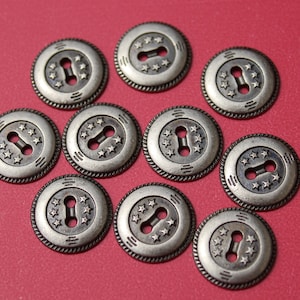 Lot of Vintage Etched Metal Crafting Buttons, Round, For Shirt, Sewing Quilting Jewelry