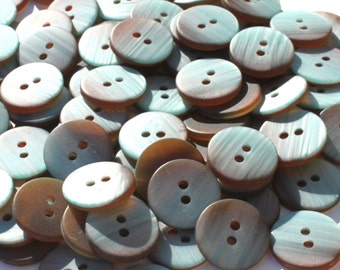 Iridescent Blue Brown Buttons: Vintage USA Made Crafting Supplies, Choose Sizes