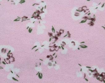 Spring Fabric - Pastel Pink & White Floral Print Cotton Flannel by the Yard