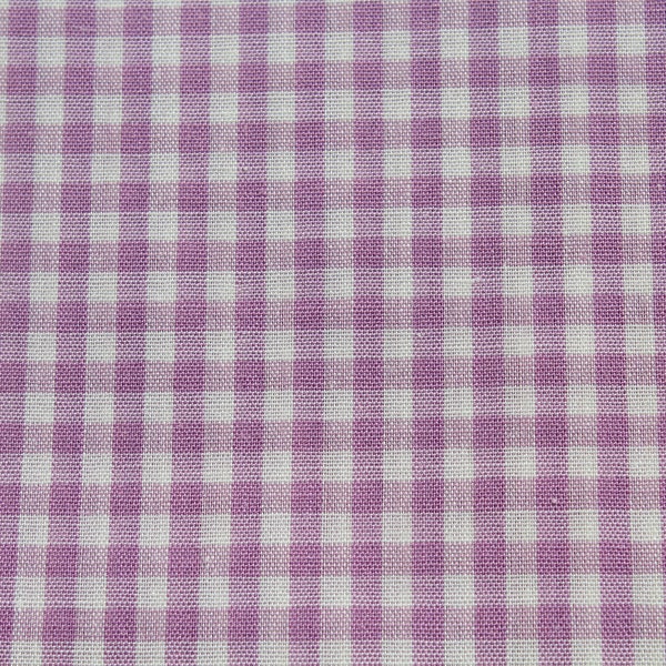 Small Print Gingham Cotton Poly Fabric in Lavender Purple and White